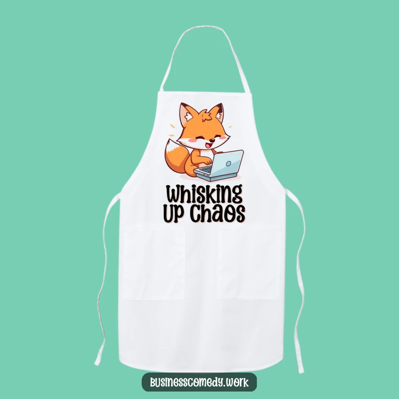 Funny Fox Apron: Playful Typist Chef Character, Energized Humorous Gift