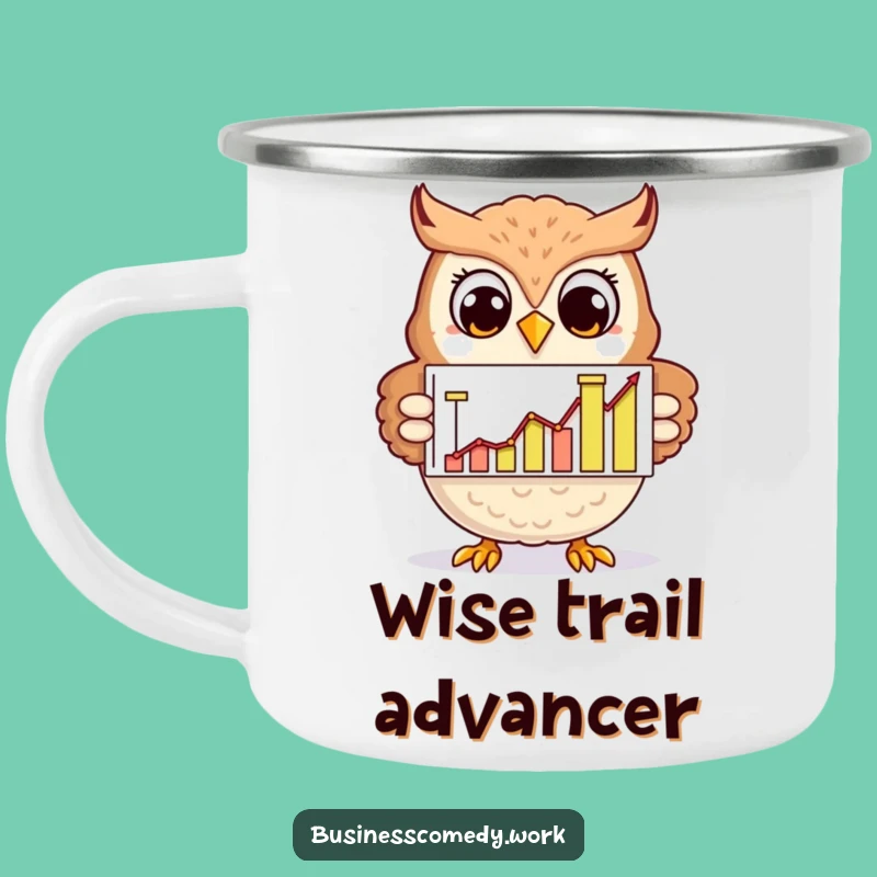 Funny Owl Camping Mug: Cheerful Analyst Character for Smart Humorous Gift