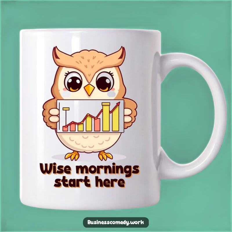 Funny Owl Mug: Cheerful Analyst Character for a Smart, Humorous Gift