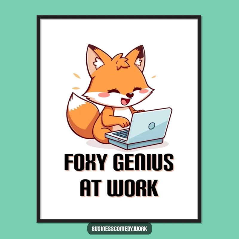 Funny Fox Digital Art: Playful Typist Character for Energized Humorous Gift