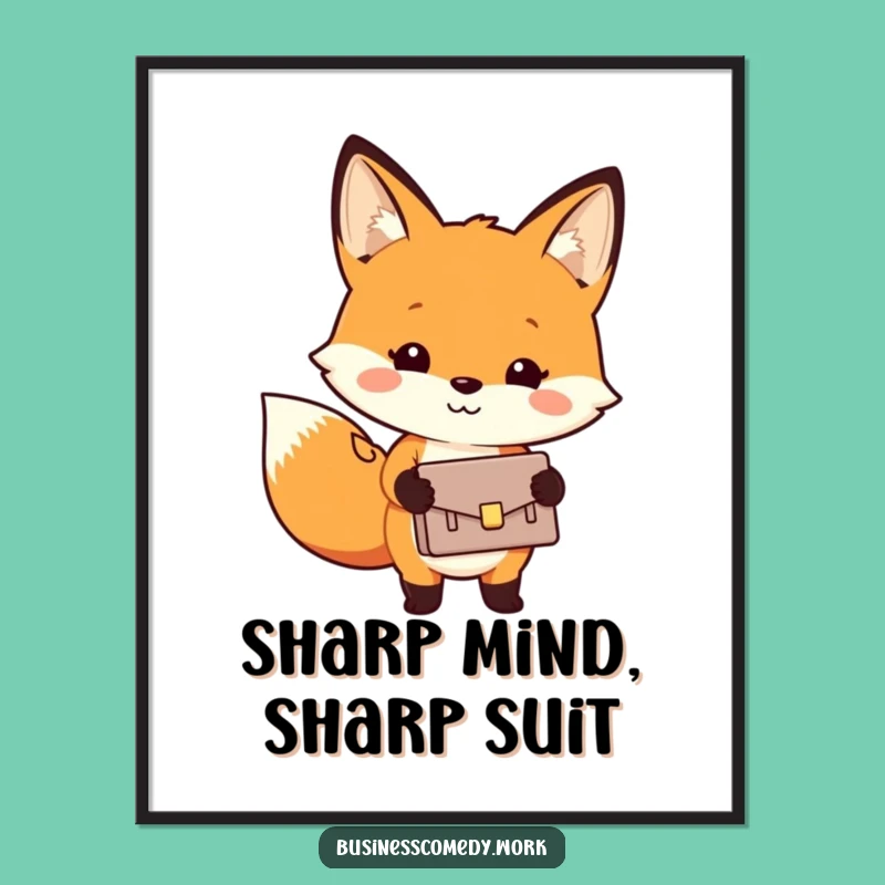 Funny Fox Briefcase Digital Art - Cheerful Business Decor Gift