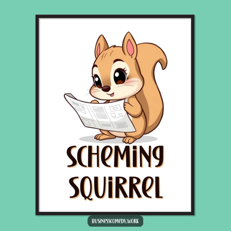 Funny Squirrel Blueprint Digital Art - Curious Decor Gift