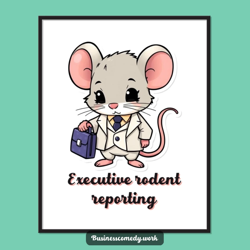 Funny Mouse Poster: Determined Suit Character Art, a Motivational & Humorous Gift
