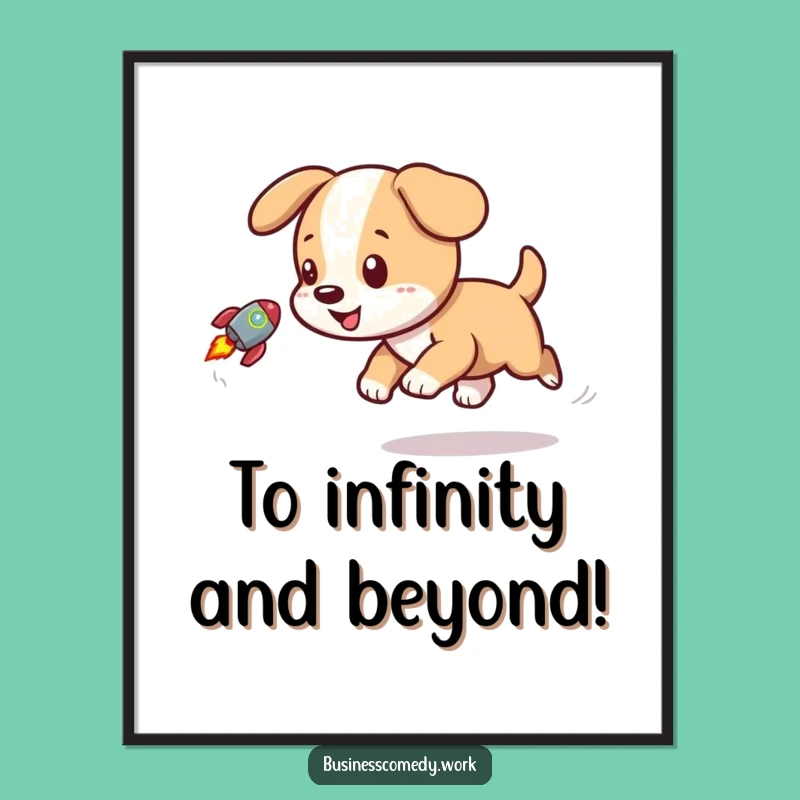 Funny Puppy Rocket Poster - Playful Dog Space Art Print Gift