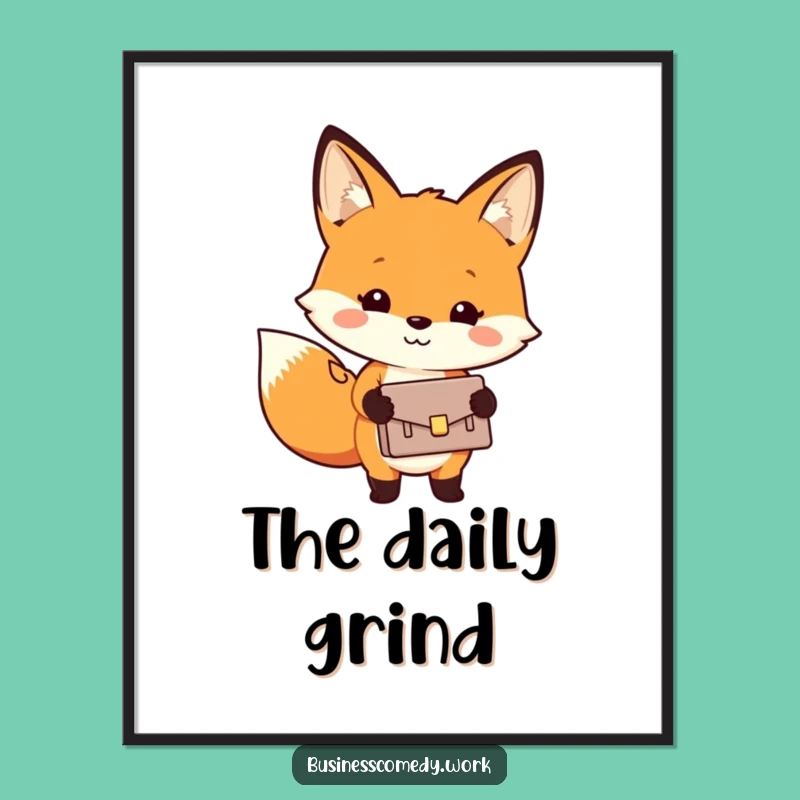 Funny Fox Briefcase Poster - Cheerful Business Art Print Gift