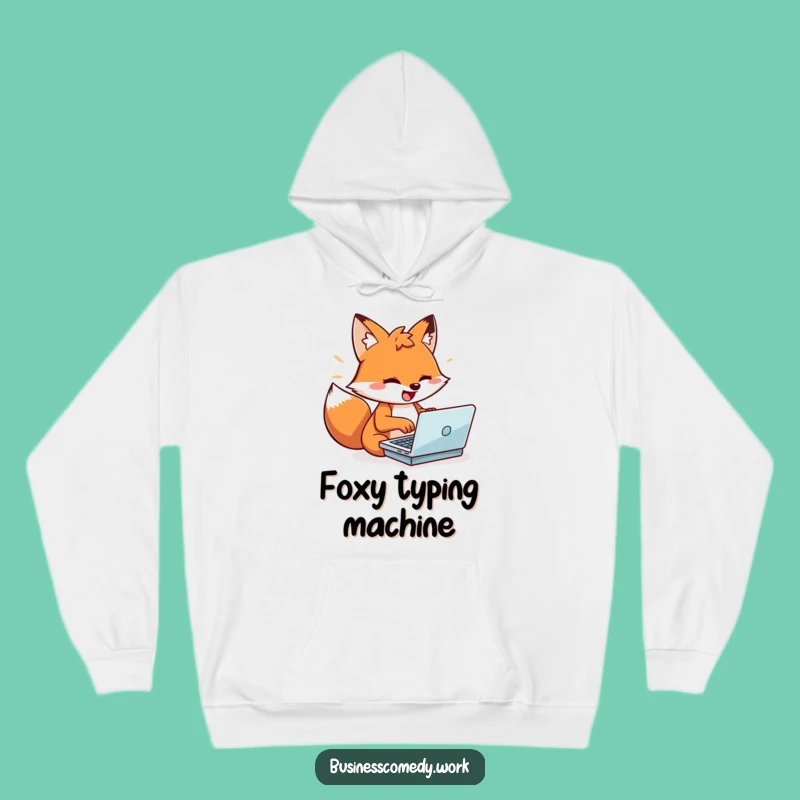 Funny Fox Hoodie: Playful Typist Character, Cozy & Energized Humorous Gift