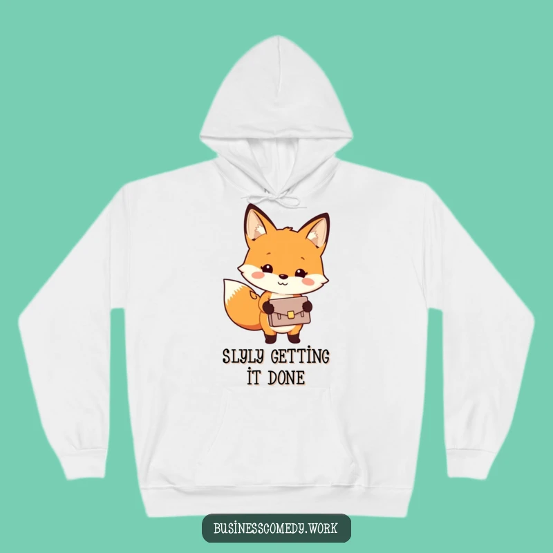 Funny Fox Briefcase Hoodie - Cozy Cheerful Business Animal Gift