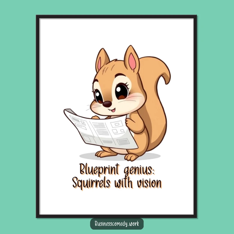 Free Printable Squirrel Blueprint Strategy Art - Funny Downloadable Decor for Study