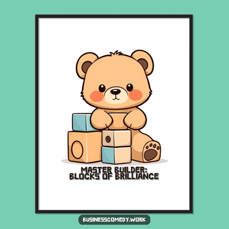 Free Printable Bear Cub Building Blocks Art - Funny Downloadable Decor for Kids Room