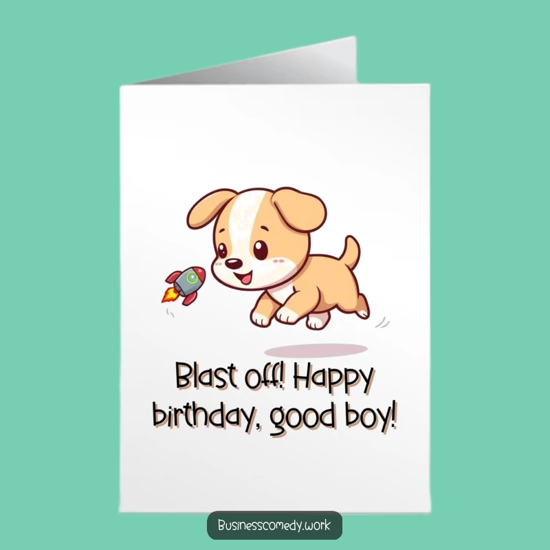 Free Printable Rocket Puppy Birthday Card - Funny Downloadable Gift for Space Lovers