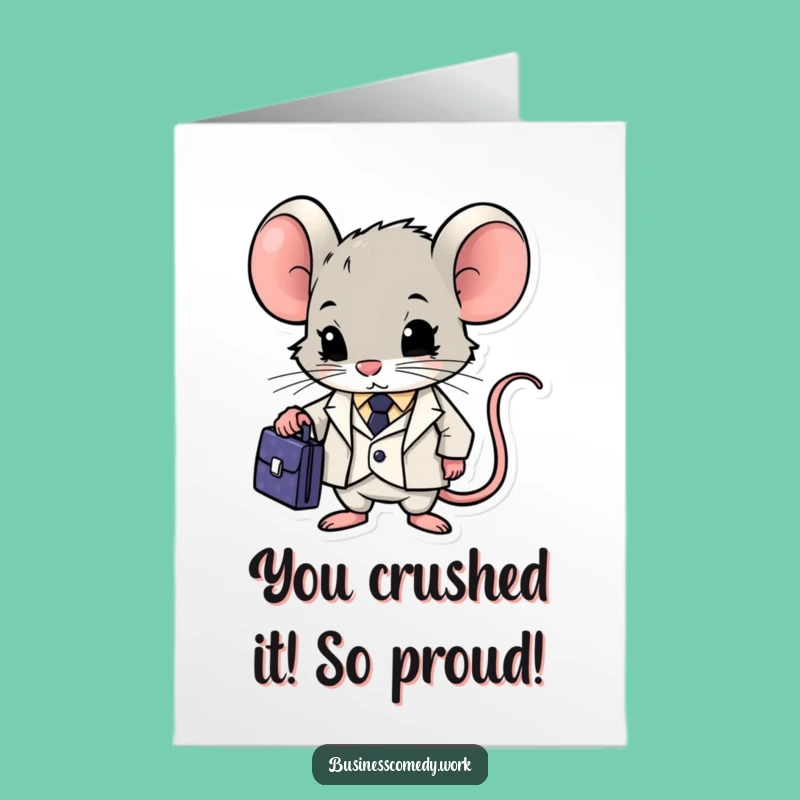 Free Printable Mouse Suit Congratulations Card: Ambitious Tiny Executive Downloadable Gift