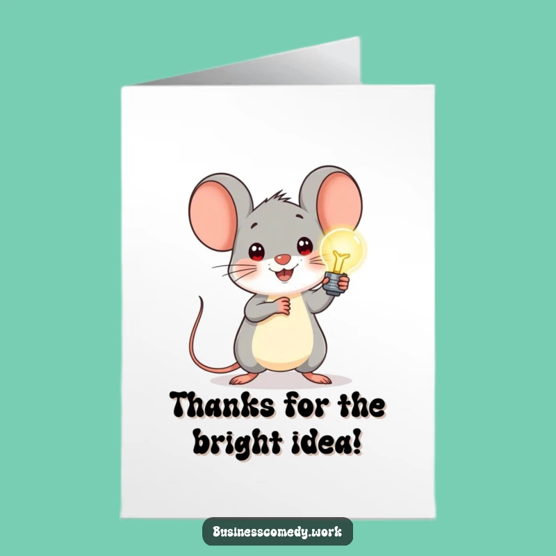 Free Printable Thank You Card: Clever Mouse Lightbulb for Expressing Gratitude