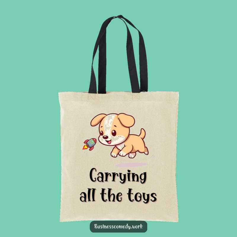 Funny Puppy Rocket Tote Bag - Playful Dog Adventure Carry-All