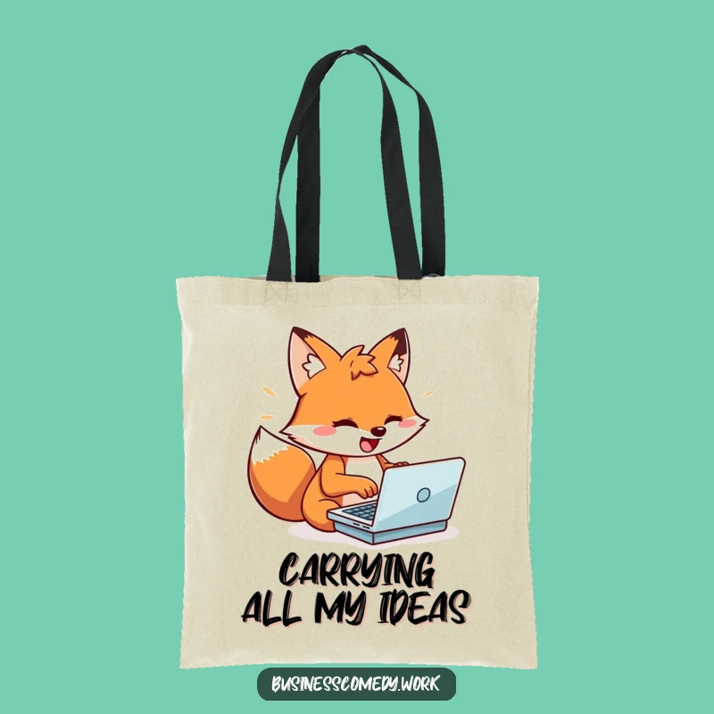 Funny Fox Tote Bag: Playful Typist Character, Energized & Stylish Humorous Gift